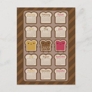 Kawaii Brot 2027 Kalender Postkarte