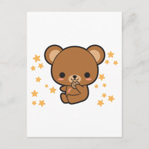 Kawaii Brown Bear Postkarte