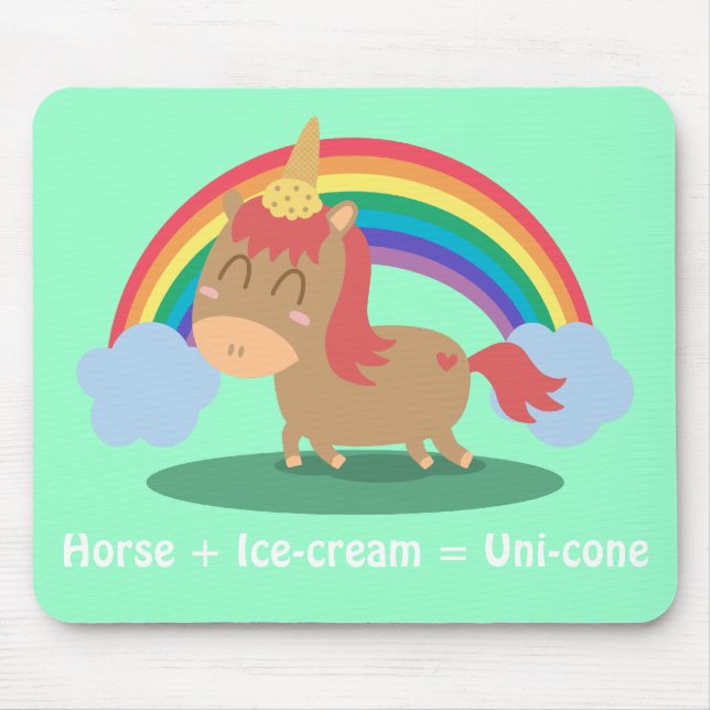 Kawaii Brown Pferd, das versucht, ein Einhorn zu Mousepad (Vorne)