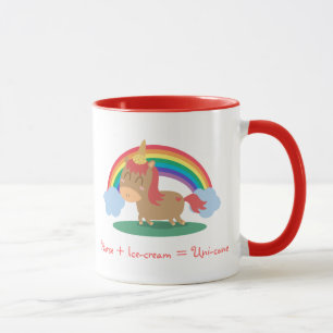 Kawaii Brown Pferd, das versucht, ein Einhorn zu Tasse
