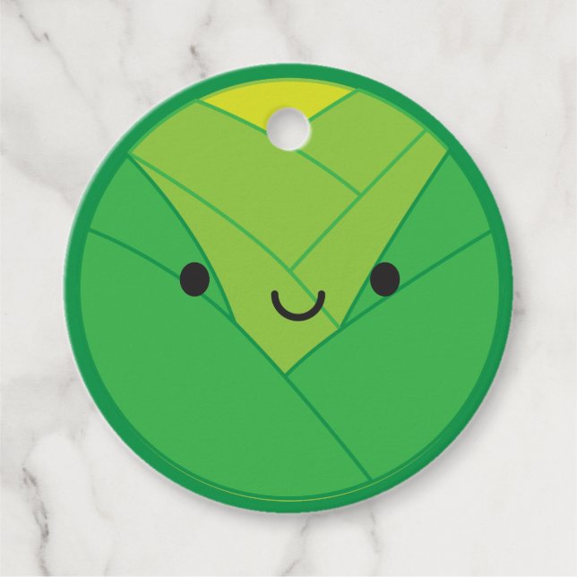 Kawaii Brussels Sprout / Cabbage Geschenkanhänger (Vorderseite)
