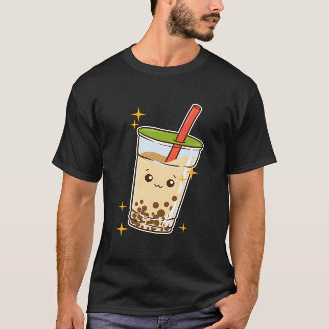 Kawaii Bubble Tea Boba Milch-Tee Tapioka T-Shirt (Vorderseite)