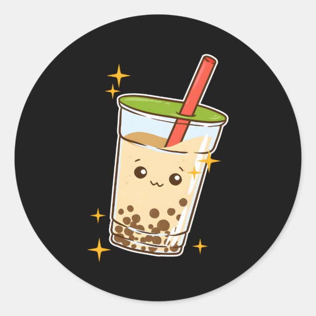 Kawaii Bubble Tea Boba Milk Tea Runder Aufkleber (Vorderseite)
