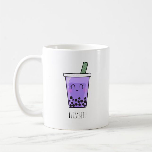 Kawaii Bubble Tea Boba Taro Ube Lila Yam Name Kaffeetasse (Links)