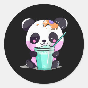 Kawaii Bubble Tea Panda Boba-Tea Japanischer Baseb Runder Aufkleber
