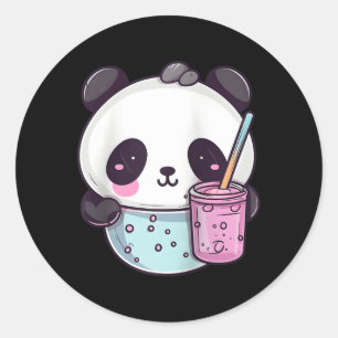Kawaii Bubble Tea Panda Boba-Tea Japanischer Baseb Runder Aufkleber