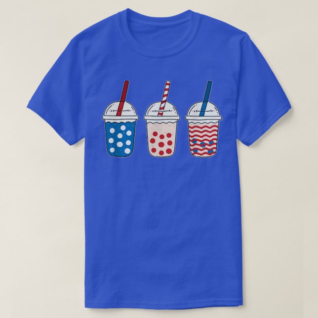 Kawaii Bubble Tee Red White Blue American Flag 4. (Design vorne)