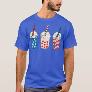 Kawaii Bubble Tee Red White Blue American Flag 4.