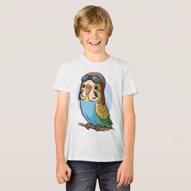 Kawaii Budgie - Niedliche Parakeet Bird Illustrati Tri-Blend Shirt (Vorderseite voll)