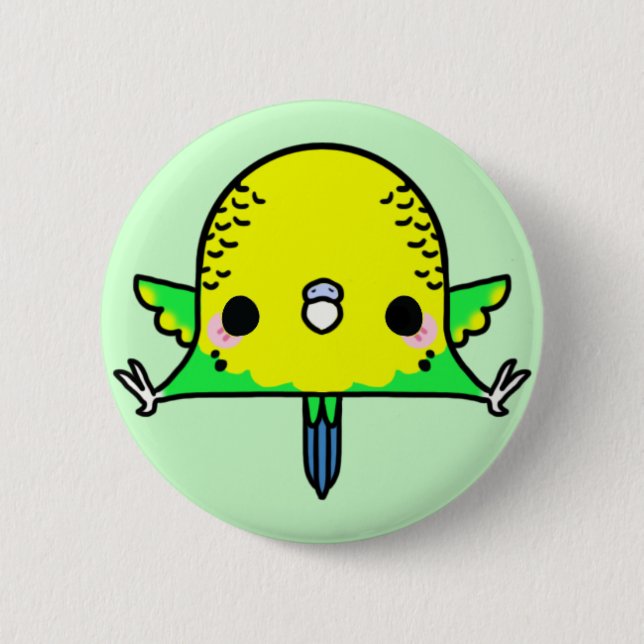 Kawaii Budgie (Sie ändern den Hintergrund!) Button (Vorderseite)