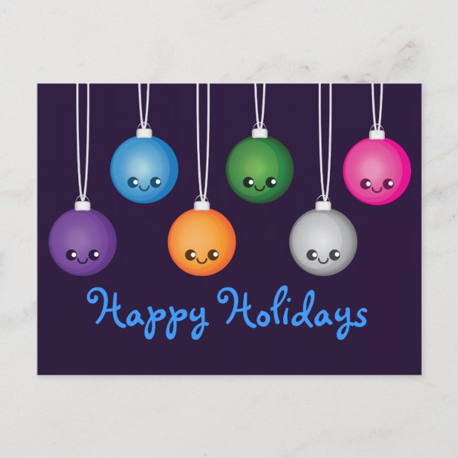 Kawaii Bulbs Feiertagspostkarte (Vorderseite)