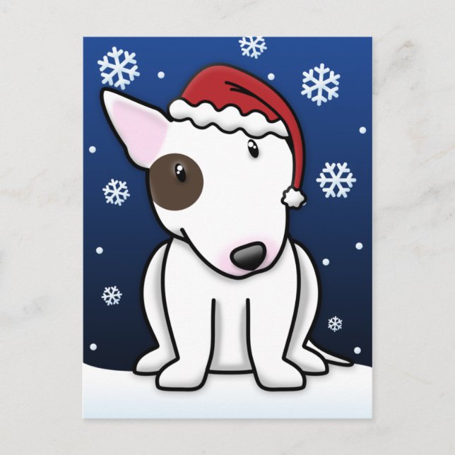 Kawaii Bull Terrier Christmas Postcard Feiertagspostkarte (Vorderseite)