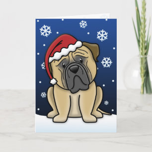 Kawaii Bullmastiff Weihnachtskarte Feiertagskarte