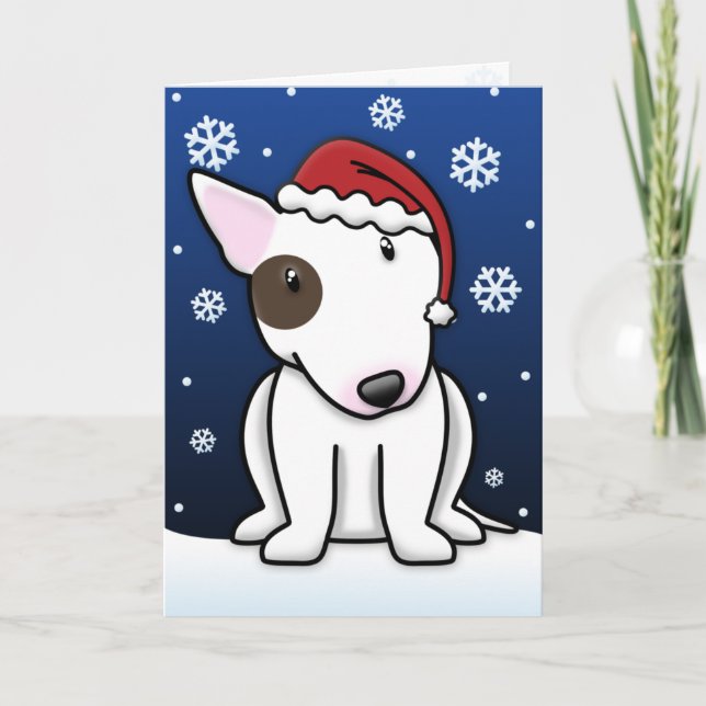 Kawaii Bullterrier-Weihnachtskarte Feiertagskarte (Vorderseite)