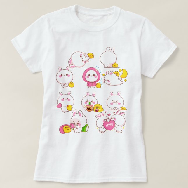 Kawaii Bunnies T - Shirt (Design vorne)