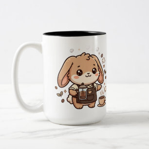 Kawaii Bunny Barista Tasse Zweifarbig