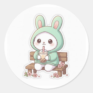 Kawaii Bunny Bubble Tea Aufkleber