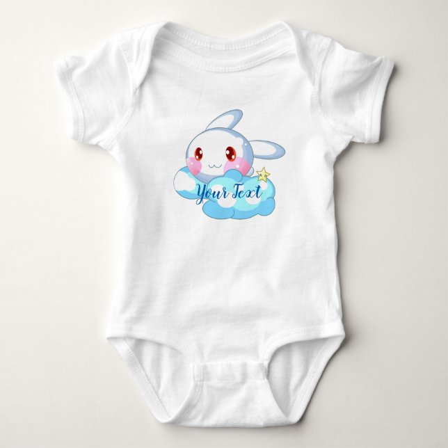 Kawaii Bunny, Cloud & Star Custom Baby Strampler (Vorderseite)