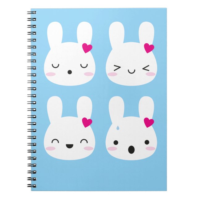Kawaii Bunny Emotions Notizblock (Vorderseite)