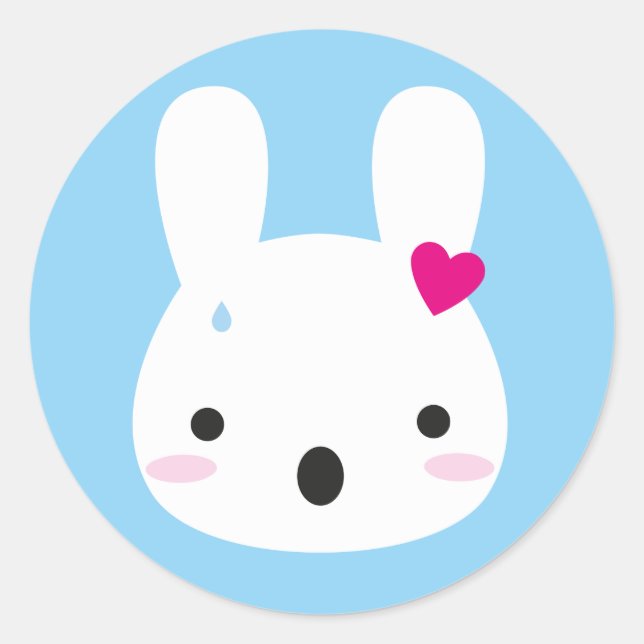 Kawaii Bunny Emotions Runder Aufkleber (Vorderseite)
