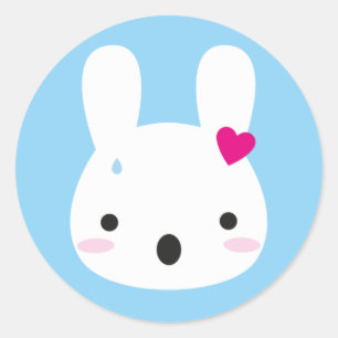 Kawaii Bunny Emotions Runder Aufkleber