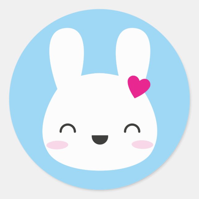 Kawaii Bunny Emotions Runder Aufkleber (Vorderseite)