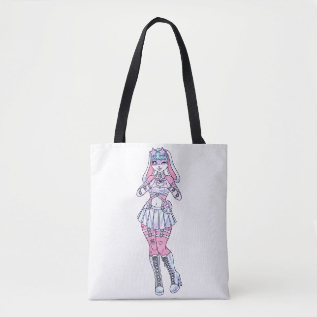 Kawaii Bunny Girl Pastel Furry Tote Bag (Vorderseite)