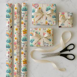 Kawaii Bunny Pastel Whimsical Wrapping Paper Bundl Geschenkpapier Set