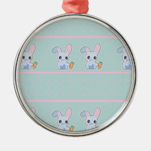 Kawaii Bunny Pink Minze Accessoires personalisiert Ornament Aus Metall