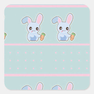 Kawaii Bunny Pink Minze Accessoires personalisiert Quadratischer Aufkleber