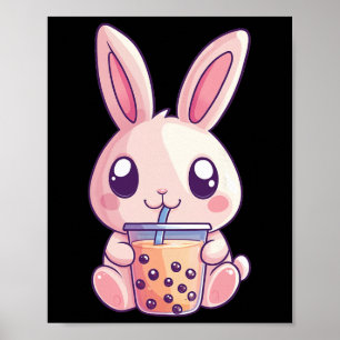 Kawaii Bunny Rabbit Boba Tee Bubble Tee Anime Süß Poster