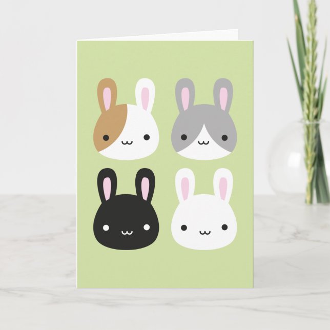 Kawaii Bunny Rabbits Karte (Vorderseite)
