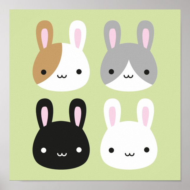 Kawaii Bunny Rabbits Poster (Vorne)