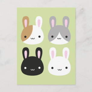 Kawaii Bunny Rabbits Postkarte