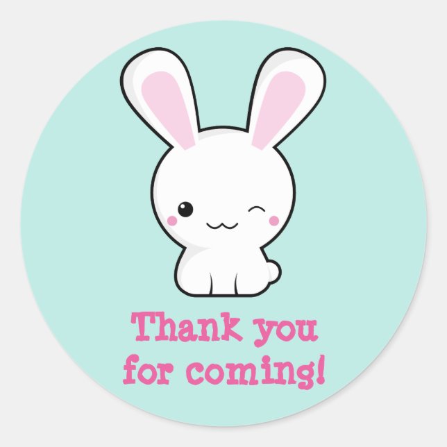 Kawaii bunny runder aufkleber (Vorderseite)