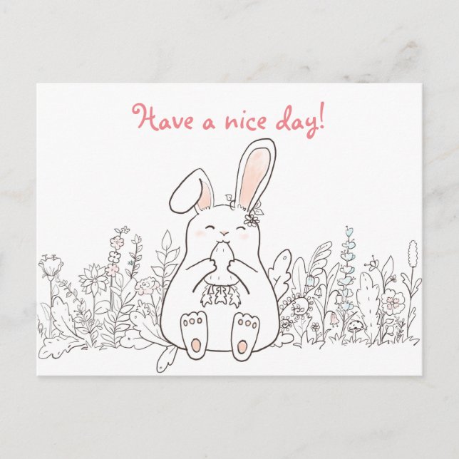 Kawaii Bunny / Schöner Tag Postkarte (Vorderseite)