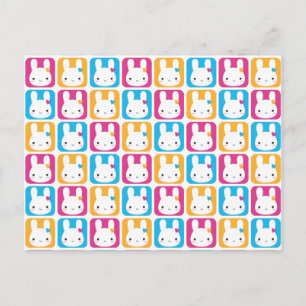 Kawaii Bunny Squares Postkarte