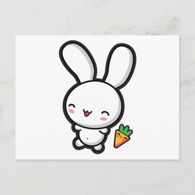 Kawaii Bunny und Carrot Postkarte (Vorderseite)