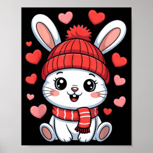 Kawaii Bunny Valentinstag Herzen Winter Schal  Poster