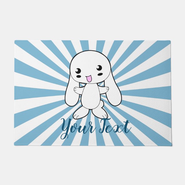Kawaii Bunny's Hug Custom Fußmatte (Vorderseite)