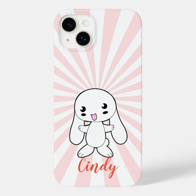 Kawaii Bunny's Hug Custom (Rosa) Case-Mate iPhone Hülle (Rückseite)