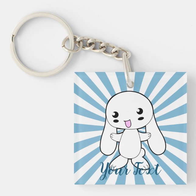 Kawaii Bunny's Hug Custom Schlüsselanhänger (Vorderseite)