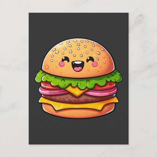 Kawaii Burger Delight Postkarte (Vorderseite)