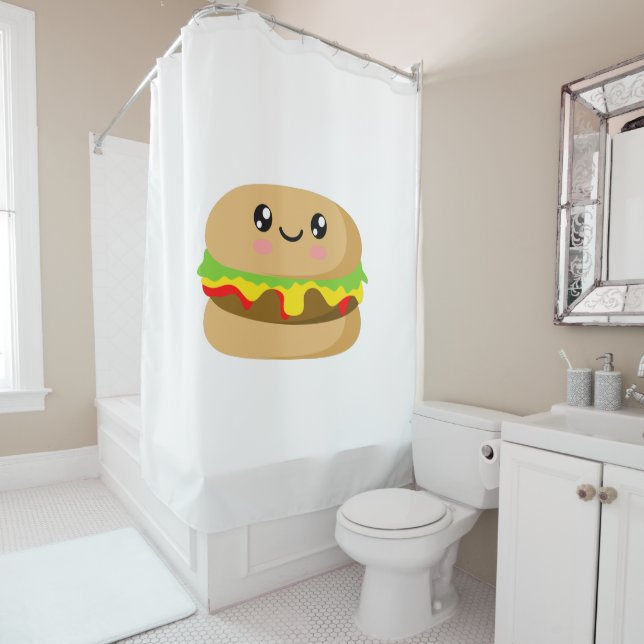 Kawaii Burger Duschvorhang (Beispiel)