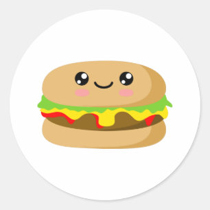 Kawaii Burger Runder Aufkleber