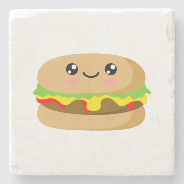 Kawaii Burger Steinuntersetzer (Vorderseite)