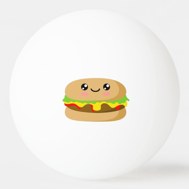 Kawaii Burger Tischtennisball (Vorderseite)