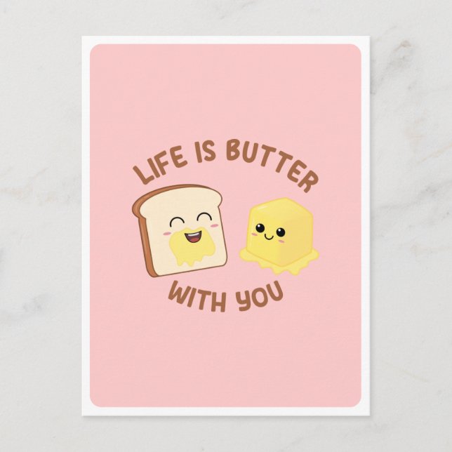Kawaii Butter Brot Pub Liebe Freundschaftsangebot  Postkarte (Vorderseite)