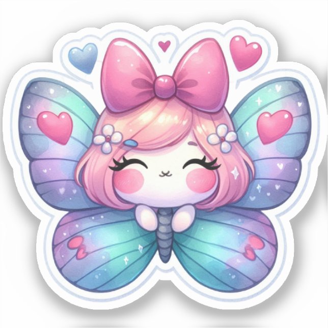 Kawaii Butterfly Aufkleber (Vorderseite)