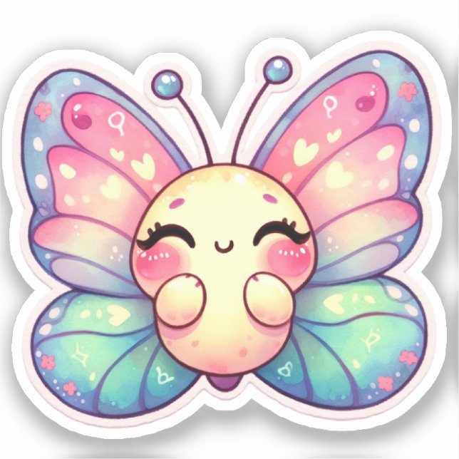 Kawaii Butterfly Aufkleber (Vorderseite)